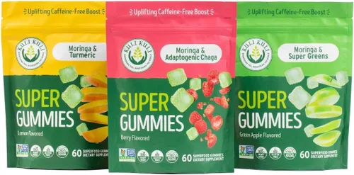 Miniatura 14 de Kuli Kuli Super Energy Gummies - Suplementos energéticos con moringa, estimulante de energía natural sin cafeína, 60 gomitas de moringa sin OGM, sin