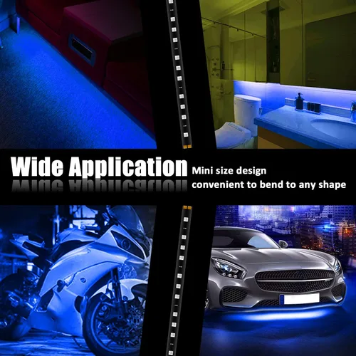 Miniatura 6 de Tira de 15 luces LED de 12 V, de 30 cm, resistente al agua, flexible para parte inferior de faros de auto, azul, 20