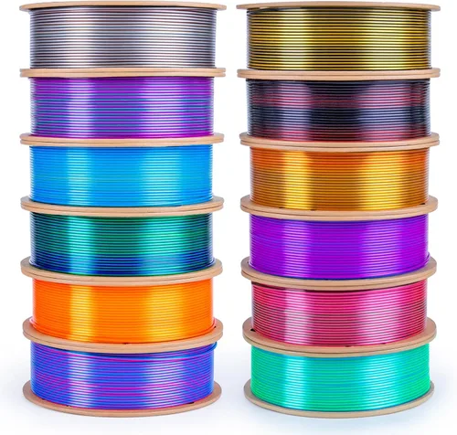 Miniatura 16 de Filamento de seda PLA para impresora 3D Filamento de seda PLA de triple color 1.75mm Filamento para impresión 3D Compatible con la mayoría de Tri