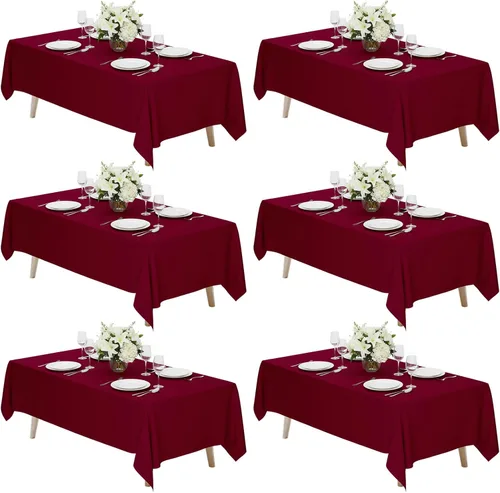Miniatura 42 de Fixwal Paquete de 2 manteles rectangulares negros de 60 x 102 pulgadas, reutilizables, resistentes, lavables, para mesas de 6 pies, bodas, fiestas