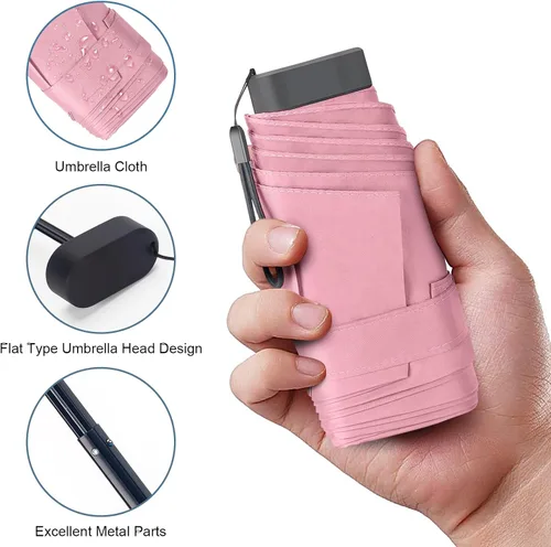 Miniatura 7 de LEAGERA Paraguas de viaje compacto con estuche, mini paraguas para bolso, diseño pequeño, ligero y pequeño, perfecto para sombrilla al aire libre