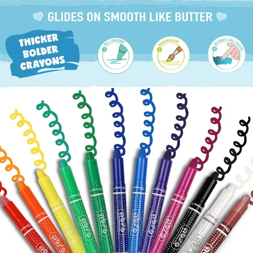 Miniatura 2 de DOODLE HOG Crayones lavables de 12 colores, para niños y niños pequeños, acuarela, no tóxicos, 3 en 1, para niños de 4 a 8 años