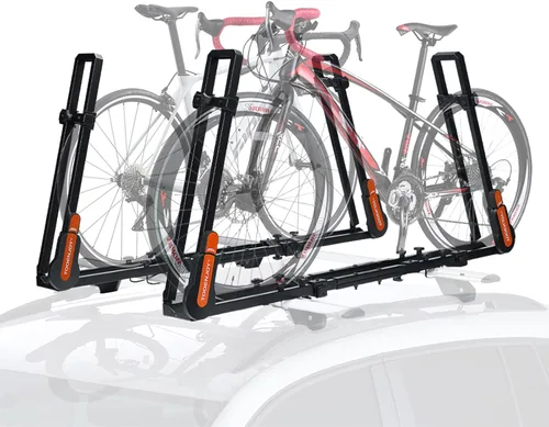 Miniatura 11 de TOOENJOY Soporte de bicicleta plegable para enganche, plataforma de transporte de bicicletas resistente con brazos duales, se ajusta a receptor