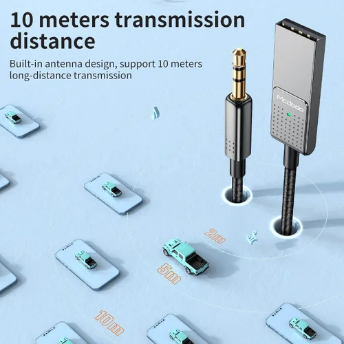 Miniatura 7 de Mcdodo Adaptador Bluetooth auxiliar 5.3 con micrófono incorporado calidad de CD Transmisión 10M Receptor Bluetooth USB 2.0 a 0.138 in Kit de coche