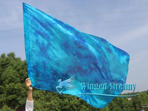 Miniatura 8 de Winged Sirenny Banderas flexibles de alabanza porfética de adoración de danza, serpentina rectangular de 50 pulgadas (luna azul)