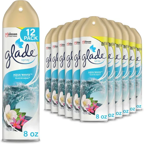 Glade - Ambientador, espray de habitación, Aqua Waves, 8 onzas, 12 unidades