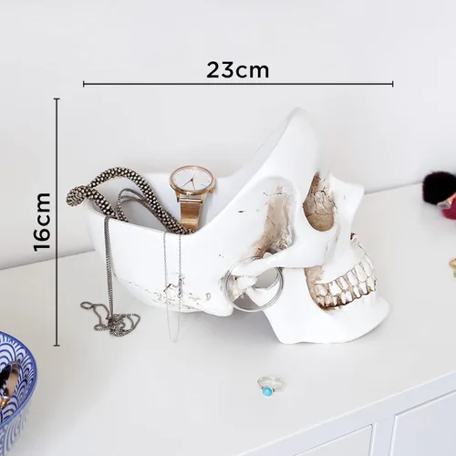 Miniatura 5 de Suck UK Organizador de joyas de calavera y cuenco para llaves plato gótico o organizador de escritorio soporte de pulsera de cerámica y soporte