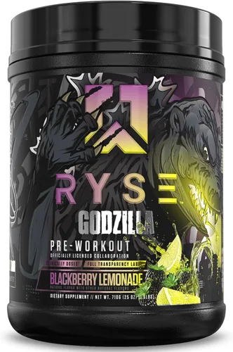 RYSE Godzilla X Noel Deyzel - Polvo de preentrenamiento – BlackBerry Lemonade – 400 mg de cafeína, preentrenamiento de alto estímulo para hombres y