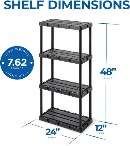 Miniatura 3 de Gracious Living Estantes de almacenamiento de carga ligera, Organizador de estante ventilado Knect-A-Shelf con 4 estantes para el hogar, garaje, 4