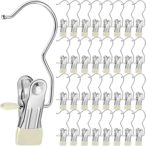 Miniatura 18 de 150 Piezas Ganchos Colgadores para Botas Clips Ganchos para Lavandería Colgadores de Acero Inoxidable Pinzas para Ropa Colgadores Portátiles
