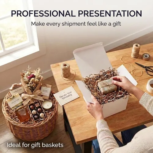 Miniatura 2 de Box USA Papel kraft arrugado de 10 libras para embalaje, envío y mudanza, papel triturado de relleno para cajas, para paquetes de cajas, relleno