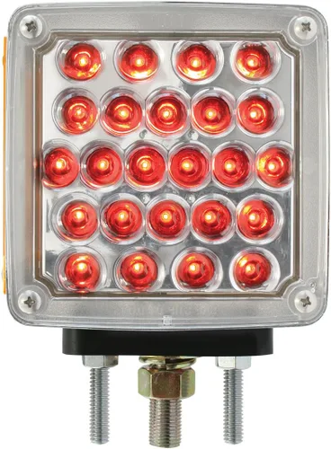 Miniatura 3 de GG Grand General 77623 Square 2 Face Amber/Red Pearl LED Pedestal Light, lente transparente, lado del conductor Ámbar/rojo/transparente