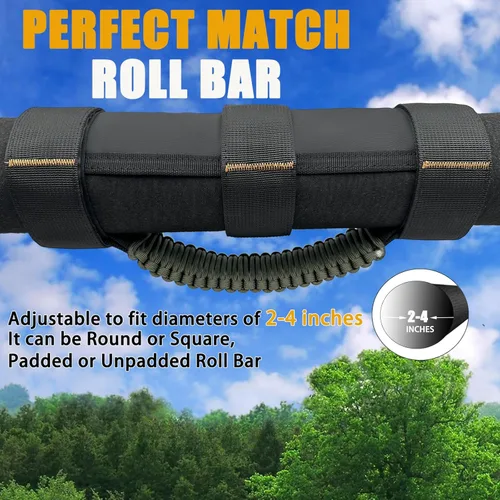 Miniatura 6 de Asas de Agarre para Jeep, Paquete de 4, Asas de Agarre de Barra Enrollable de Paracord para Jeep Wrangler para JK TJ JL CJ YJ JKU JLU y Gladiator