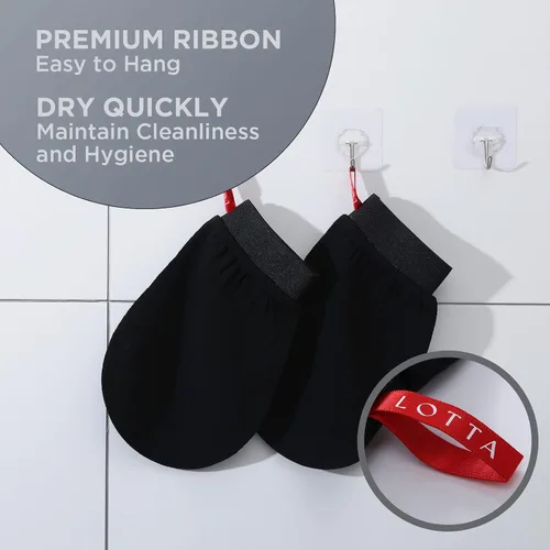Miniatura 7 de LOTTA Manopla exfoliante coreana, 2 unidades, guantes de baño, autobronceadores, exfoliantes corporales, tamaño grande, adecuado para hombres