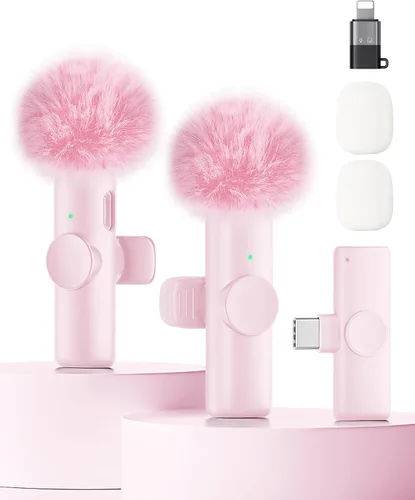 Miniatura 12 de Micrófono Lavalier inalámbrico para iPhone, iPad y Android con funda de carga, micrófono de solapa con reducción de ruido, duración de la batería