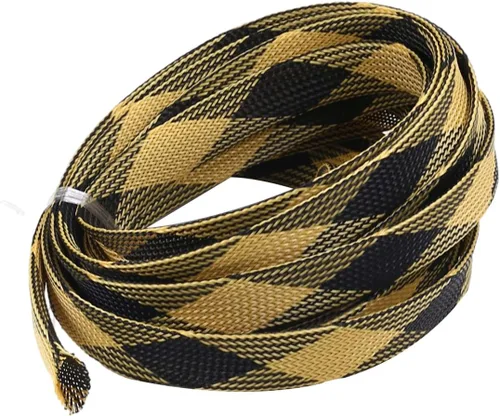 Miniatura 7 de Bettomshin Manga de gestión de cables negra y amarilla, 0.63 pulgadas de ancho, protector de cable PET ignífugo de 16.4 pies (16.4 ft)