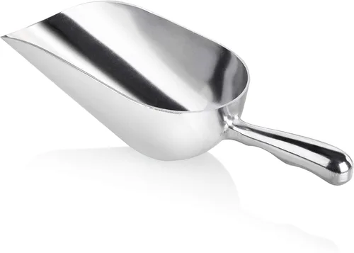 Miniatura 12 de New Star Foodservice 34523 Cuchara utilitaria de aluminio fundido de una pieza con fondo redondo para barra de hielo y harina, 12 onzas, plateado