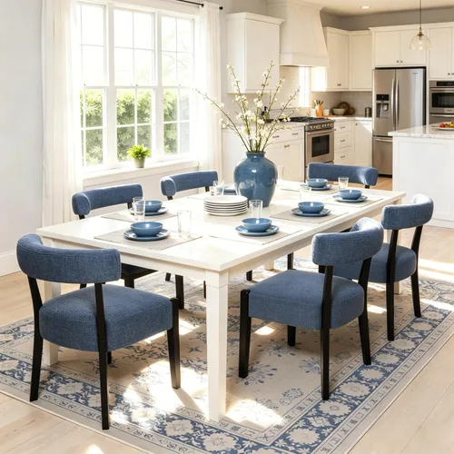 Miniatura 17 de RNKSFX Juego de 2 sillas de comedor modernas de piel sintética tapizadas para cocina y comedor, sillas modernas de madera de mediados de siglo, Beige