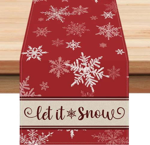 Miniatura 8 de Bonhause Camino de mesa con copos de nieve de invierno 13x72 pulgadas plateado y dorado, decoración de Navidad, invierno, vacaciones, cocina