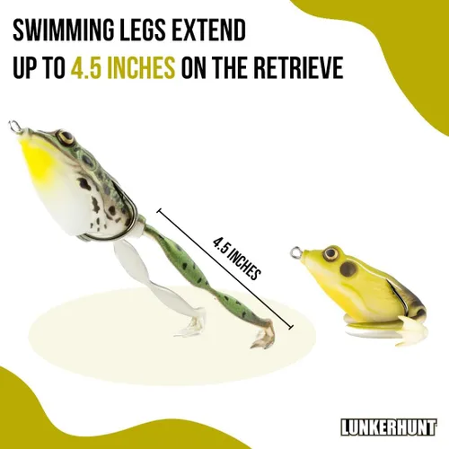 Miniatura 5 de Lunkerhunt - Señuelo de Pesca Rana Lunker Señuelo de Rana Topwater Realista Galardonado para Pesca de Lubina, Trucha y Lucio Carnada para Peces