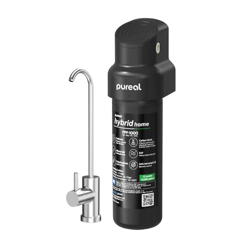 Pureal Sistema de filtro de agua para debajo del fregadero con grifo, sistema completo certificado NSF/ANSI 42 y 372, elimina PFAS, plomo, cloro,
