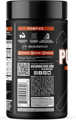 Miniatura 3 de Axe & Sledge PUMPIES - Potenciador de óxido nítrico Apoya las bombas musculares, el flujo sanguíneo, la vascularidad y el rendimiento 100