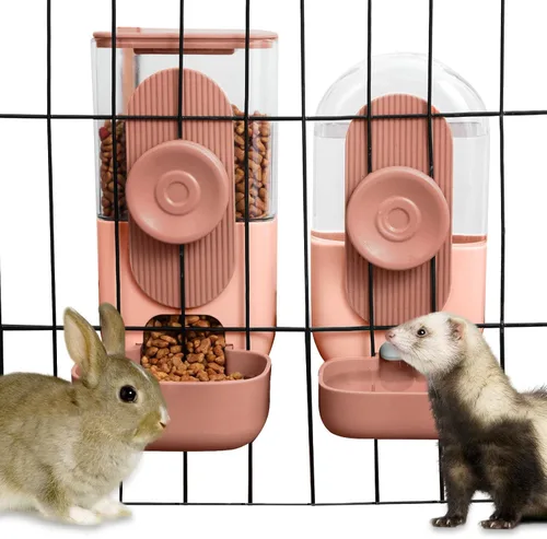 Lemtrflo Dispensador Automático Colgante de Alimentos y Agua, Juego de Alimentador de Gravedad para Conejos, Chinchillas, Conejitos de Indias,