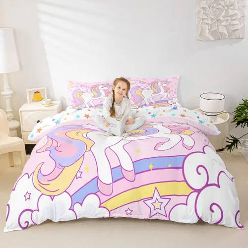 Miniatura 23 de Juego de funda de edredón de pingüinos de dibujos animados para niños, tamaño King, lindo juego de ropa de cama de esquí de animales árticos, Multi