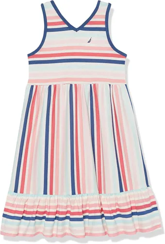 Nautica Vestido tipo camiseta de manga corta para niña con cintura ajustada