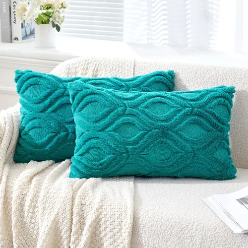 Miniatura 52 de MIULEE - Juego de 2 fundas de almohada de lana sintética suave y afelpada, fundas decorativas de estilo bohemio para sofá, sala de estar, cama, 18 x