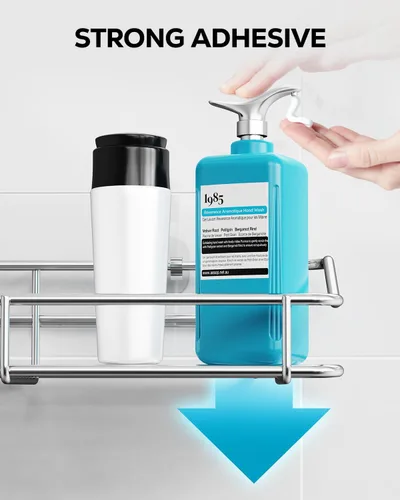Miniatura 5 de Nieifi - Estante adhesivo para ducha con estantes de almacenamiento sin perforación de acero inoxidable con ganchos para baño, lavabo, aseo