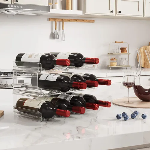 Miniatura 9 de Lifewit Organizador apilable de botellas de agua para gabinete, soporte de plástico para botellas y vasos de hasta 3.8 pulgadas de diámetro