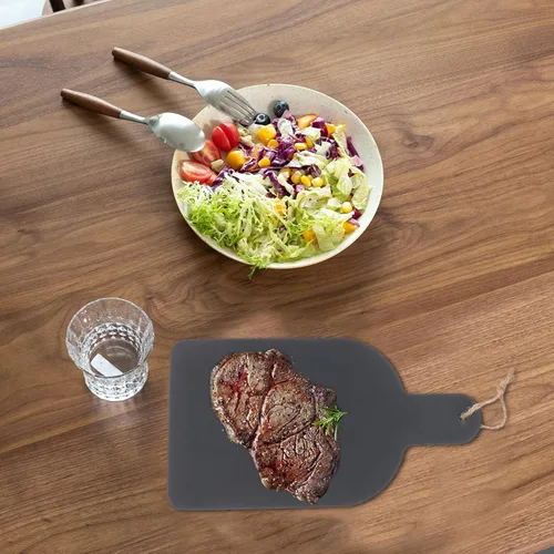 Miniatura 5 de Luxshiny Tabla de queso de pizarra, platos de piedra para charcutería, plato de queso, tabla para servir sushi, sashimi, plato de carne con asa