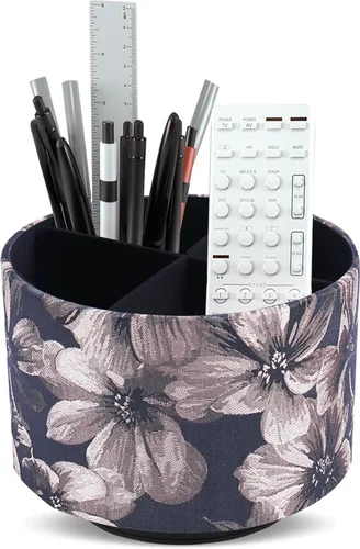 Miniatura 14 de Organizador redondo de cuero para suministros de arte, soporte para control remoto, rotación de 360 grados, soporte multifuncional para lápices, 4