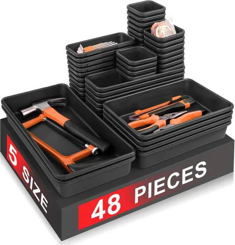 Takytao【48Pcs】【5 Tamaños】Organizador de Caja de Herramientas, Juego de Divisores de Bandeja Organizadora de Cajones, Almacenamiento de Herramientas