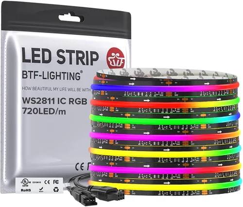 Miniatura 25 de BTF-LIGHTING FCOB WS2811 IC RGB COB - Tira de luces LED COB de 16.4 pies DC12V 630LED/m Flexible de Alta Densidad Uniforme Luz de Color Perseguidor