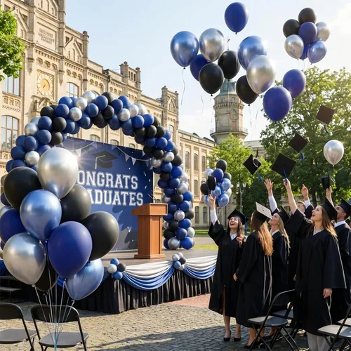 Miniatura 6 de KBZVNAF Globos de látex negro, azul y plateado, paquete de 60 globos de fiesta de 12 pulgadas, azul real, negro, azul metálico, plateado
