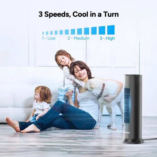 Miniatura 2 de DR.PREPARE - Ventilador de torre, ventilador de escritorio silencioso de 28 dB, 3 velocidades, oscilación de 80°, diseño sin aspas lavable