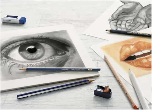 Miniatura 4 de Faber-Castell Juego de bocetos de carbón - Juego de 7 piezas de suministros de arte de carbón y pastel