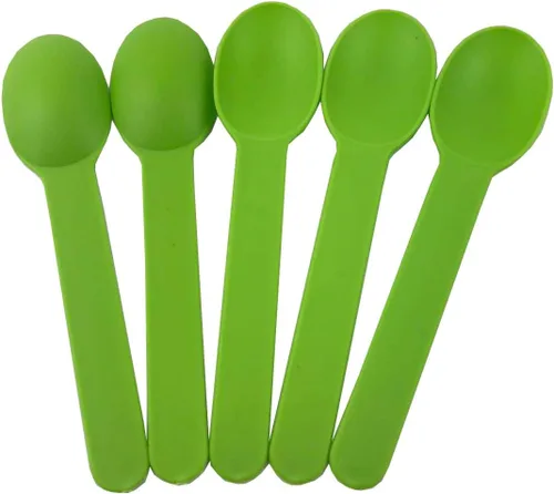 Miniatura 2 de MMvolesy Cucharas de plástico desechables ecológicas verde lima, cucharas de helado de yogur congelado, cucharas de postre congelado, 50