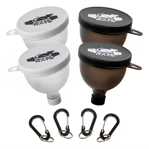 Miniatura 11 de Set de Embudos para Proteína en Polvo - Contenedor de Proteína en Polvo para Viajar con Mosquetón y Tapas Reforzadas para Evitar Derrames - Embudos