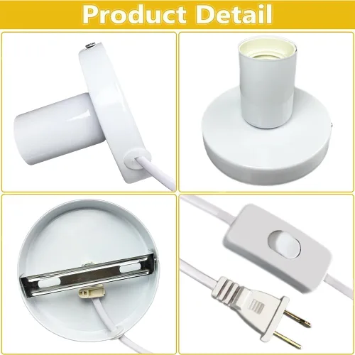 Miniatura 3 de DBKMPZ Base de lámpara de mesa industrial, base de lámpara E26 E27 sin sombra, mini lámpara de escritorio corta Base de bombilla expuesta, soporte
