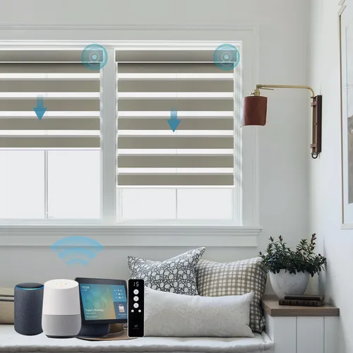 Miniatura 23 de SmartWings - Persianas motorizadas de cebra con control remoto, persianas de filtrado de luz inteligentes y semitransparentes para ventanas