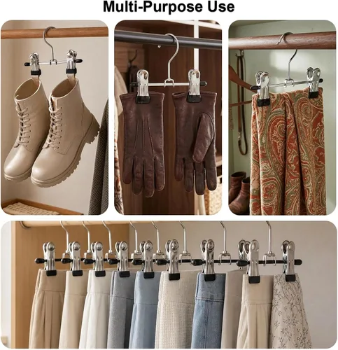 Miniatura 4 de Zapatero Ajustable de Acero Inoxidable Doblador de Pantalones Multifuncional Portátil de Viaje Lavandería Lavadora Estante Ganchos Calcetines Clip
