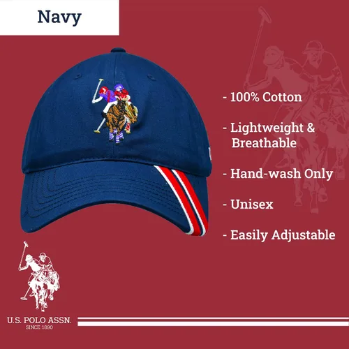 Miniatura 6 de Concept One US Polo Assn. Dad - Gorra de béisbol ajustable con logotipo de caballo bordado con rayas diagonales