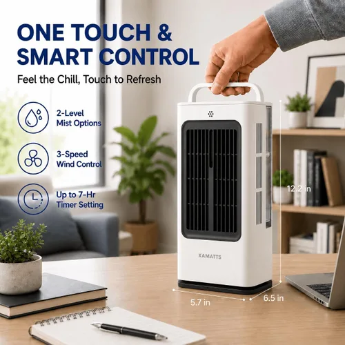 Miniatura 5 de Aires acondicionados portátiles, enfriador de aire evaporativo de 1700 ml con control remoto, mini aire acondicionado portátil oscilante de 120°