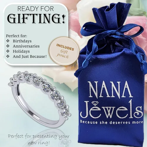 Miniatura 6 de NANA Jewels Anillos de boda de diamantes de imitación de 1.00 quilates, alianza de aniversario, conjuntos de boda para mujeres en plata, 10K o 14K