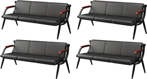 Miniatura 9 de wonline Banco de sala de espera, sillas de recepción de muebles de oficina con brazos, sillas de cuero adecuadas para clínica, aeropuerto, hospital