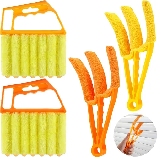4 piezas de limpiador veneciano para ventanas, herramienta limpiadora de 7 dedos para persianas y obturadores, cepillo de mano para persianas de