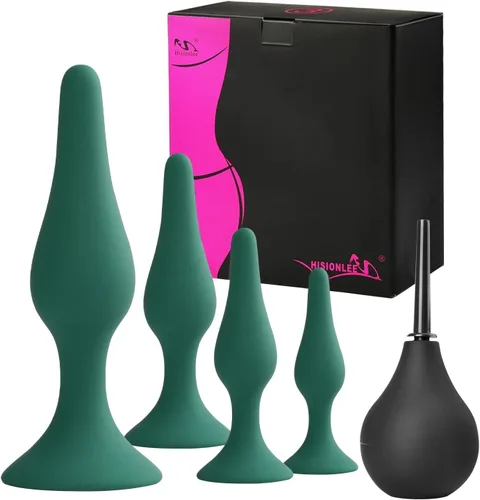 Miniatura 12 de Hisionlee? Juguete sexual 4 unidades. Juego de tapones anales de silicona médica Sensuality Sex Dolls, Hision10002, no, Negro, 4